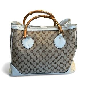 Gucci  GG Diana Beige and Cream Tote with Bamboo Handles